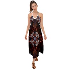 Fractal Flower Fantasy Floral Halter Tie Back Dress  by Wegoenart