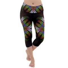 Fractal Flower Fantasy Pattern Lightweight Velour Capri Yoga Leggings by Wegoenart