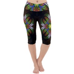 Fractal Flower Fantasy Pattern Lightweight Velour Cropped Yoga Leggings by Wegoenart