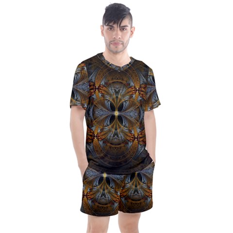 Fractal Art Abstract Pattern Men s Mesh Tee And Shorts Set by Wegoenart