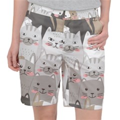 Cute Cats Seamless Pattern Pocket Shorts by Wegoenart