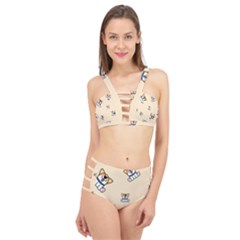 Cute Welsh Corgi Puppy Sitting Seamless Pattern Cage Up Bikini Set by Nexatart