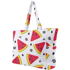 Cute Smiling Watermelon Seamless Pattern White Background Simple Shoulder Bag by Nexatart