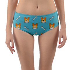 Cute Corgi Dog Face Pattern Reversible Mid-waist Bikini Bottoms by Nexatart
