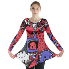 Abstract Grunge Urban Pattern With Monster Character Super Drawing Graffiti Style Vector Illustratio Long Sleeve Tunic  by Nexatart