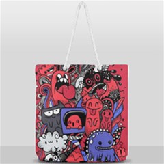 Abstract Grunge Urban Pattern With Monster Character Super Drawing Graffiti Style Vector Illustratio Full Print Rope Handle Tote (large) by Nexatart