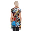 Abstract Grunge Urban Pattern With Monster Character Super Drawing Graffiti Style Short Sleeve Side Drop Tunic View2