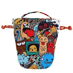 Abstract Grunge Urban Pattern With Monster Character Super Drawing Graffiti Style Drawstring Bucket Bag by Nexatart