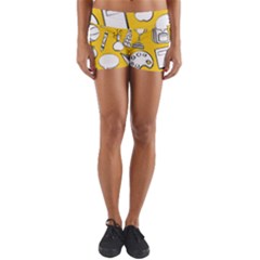 Pattern With Basketball Apple Paint Back School Illustration Yoga Shorts by Nexatart