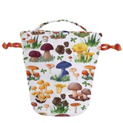 Mushroom Seamless Pattern Drawstring Bucket Bag by Nexatart
