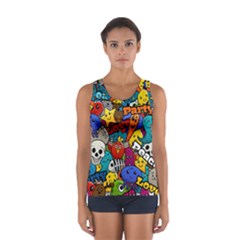Graffiti Characters Seamless Pattern Sport Tank Top  by Nexatart