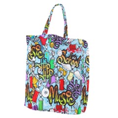 Graffiti Characters Seamless Patternm Giant Grocery Tote by Nexatart
