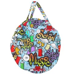 Graffiti Characters Seamless Patternm Giant Round Zipper Tote by Nexatart