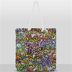 Graffiti Word Seamless Pattern Full Print Rope Handle Tote (large) by Nexatart