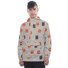 Cat Faces Pattern Men s Front Pocket Pullover Windbreaker by Nexatart