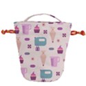 Seamless Bakery Vector Pattern Drawstring Bucket Bag View1