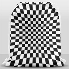 Illusion Checkerboard Black And White Pattern Drawstring Bag (large) by Nexatart