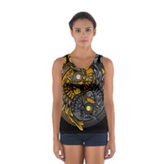 Yin Yang Owl Doodle Ornament Illustration Sport Tank Top  by Vaneshart