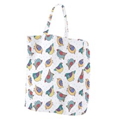 Seamless Pattern With Hand Drawn Bird Black Giant Grocery Tote by Vaneshart