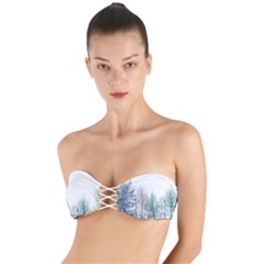 Multicolor Graphic Botanical Print Twist Bandeau Bikini Top by dflcprintsclothing
