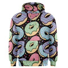 Colorful Donut Seamless Pattern On Black Vector Men s Core Hoodie by Sobalvarro
