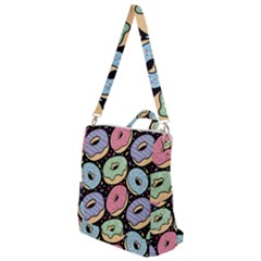 Colorful Donut Seamless Pattern On Black Vector Crossbody Backpack by Sobalvarro