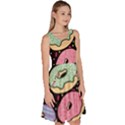 Colorful Donut Seamless Pattern On Black Vector Knee Length Skater Dress With Pockets View3