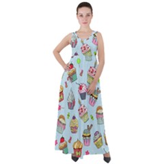 Cupcake Doodle Pattern Empire Waist Velour Maxi Dress by Sobalvarro