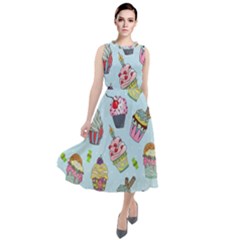 Cupcake Doodle Pattern Round Neck Boho Dress by Sobalvarro