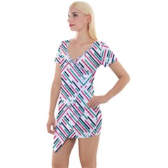 Abstract Colorful Pattern Background Short Sleeve Asymmetric Mini Dress by Wegoenart