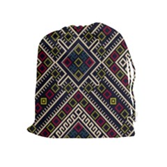 Zentangle Style Geometric Ornament Pattern Drawstring Pouch (xl) by Wegoenart