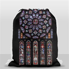 Chartres Cathedral Notre Dame De Paris Amiens Cath Stained Glass Drawstring Bag (small) by Wegoenart