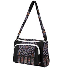 Chartres Cathedral Notre Dame De Paris Amiens Cath Stained Glass Front Pocket Crossbody Bag by Wegoenart