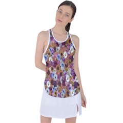Fantasy Garden Mauve Racer Back Mesh Tank Top by retrotoomoderndesigns