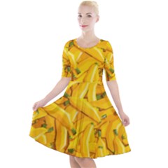 Geometric Bananas Quarter Sleeve A-line Dress by Sparkle