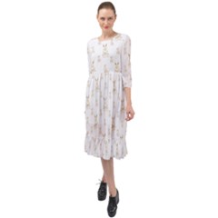 Happy Easter Motif Print Pattern Ruffle End Midi Chiffon Dress by dflcprintsclothing
