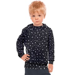 Black And White Intricate Geometric Print Kids  Hooded Pullover by dflcprintsclothing