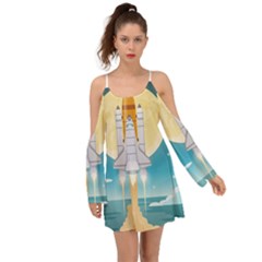 Space Exploration Illustration Kimono Sleeves Boho Dress by Vaneshart