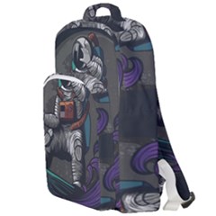 Illustration Astronaut Cosmonaut Paying Skateboard Sport Space With Astronaut Suit Double Compartment Backpack by Vaneshart