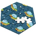 Seamless Pattern Ufo With Star Space Galaxy Background Wooden Puzzle Hexagon View2