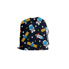 Seamless Adventure Space Vector Pattern Background Drawstring Pouch (small) by Vaneshart