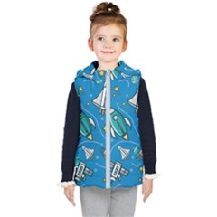 About Space Seamless Pattern Kids  Hooded Puffer Vest by Vaneshart