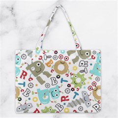 Seamless Pattern Vector With Funny Robots Cartoon Medium Tote Bag by Vaneshart