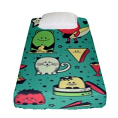 Seamless Pattern With Funny Monsters Cartoon Hand Drawn Characters Unusual Creatures Fitted Sheet (single Size) by Vaneshart