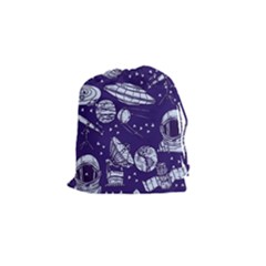 Space Sketch Seamless Pattern Drawstring Pouch (small) by Vaneshart