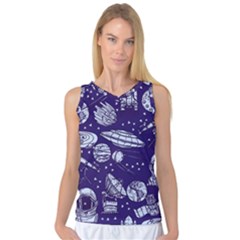 Space Sketch Seamless Pattern Women s Basketball Tank Top by Vaneshart