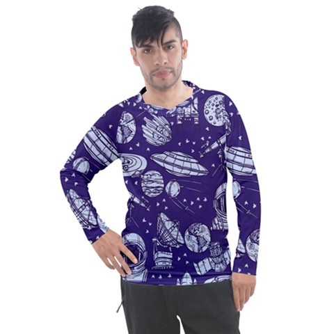 Space Sketch Seamless Pattern Men s Pique Long Sleeve Tee by Vaneshart