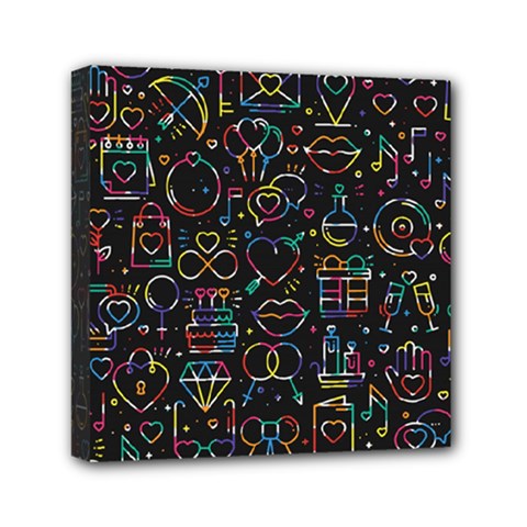 Seamless Pattern With Love Symbols Mini Canvas 6  X 6  (stretched) by Vaneshart