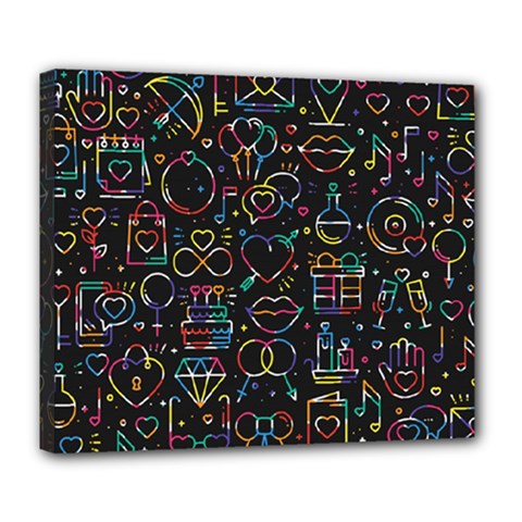 Seamless Pattern With Love Symbols Deluxe Canvas 24  X 20  (stretched) by Vaneshart