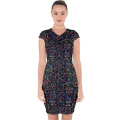 Seamless Pattern With Love Symbols Capsleeve Drawstring Dress  by Vaneshart